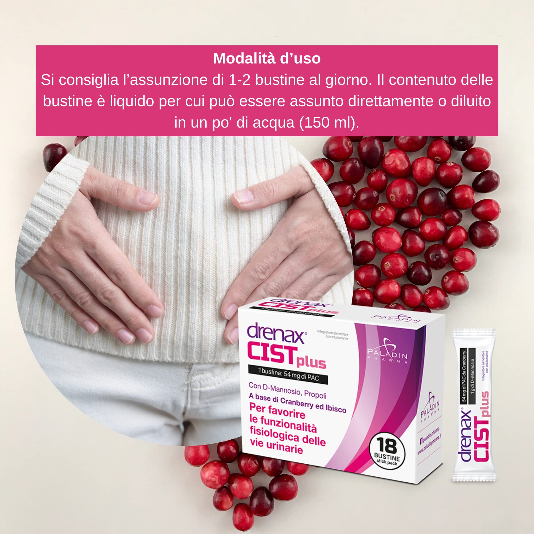 Drenax Forte Cist Plus integratore vie urinarie 18 stick