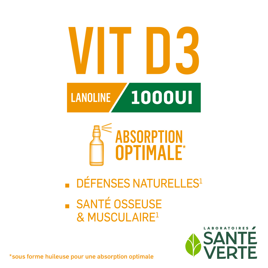 Santé Verte Ingredienti Esperti Vitamina D3 1000 UI spray ossa