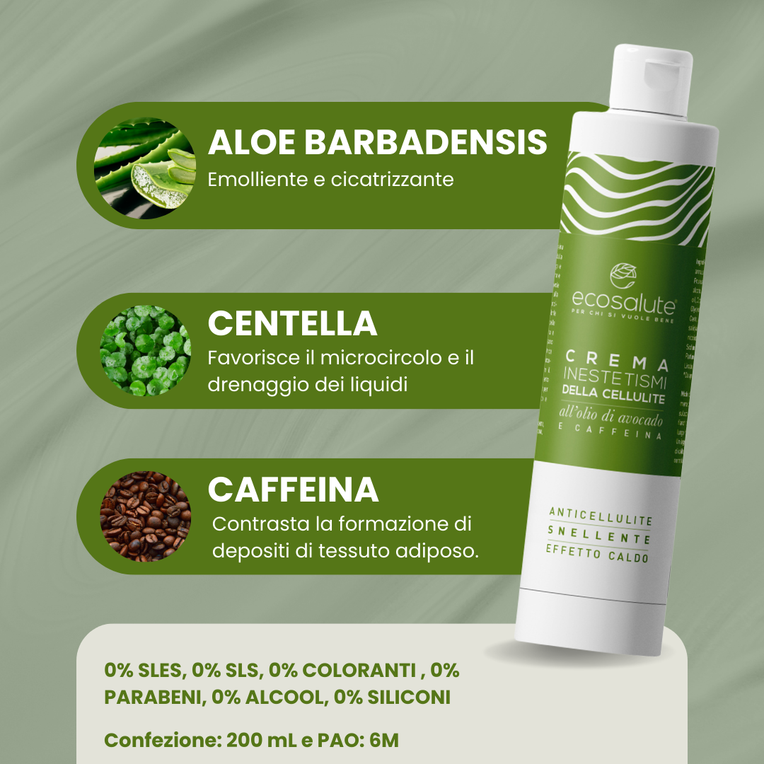 Spazio Ecosalute Crema Cellulite Avocado 200 ml drenante caffeina