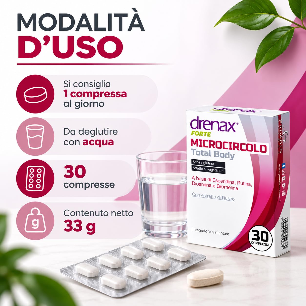 Drenax Forte Microcircolo Total Body drenante 30 compresse