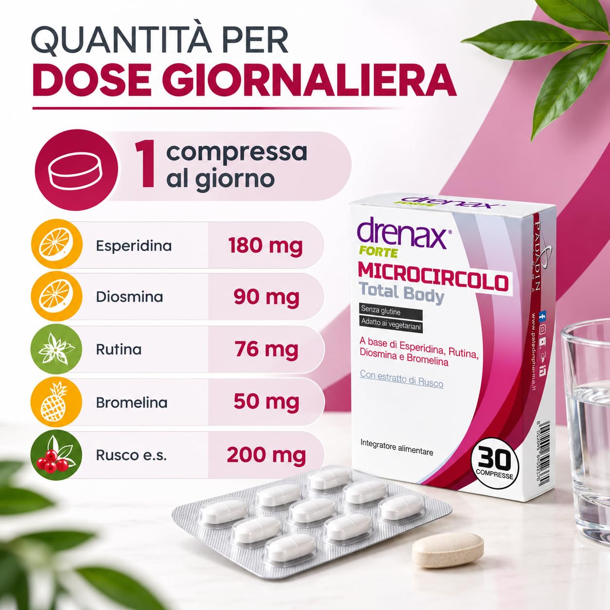Drenax Forte Microcircolo Total Body drenante 30 compresse