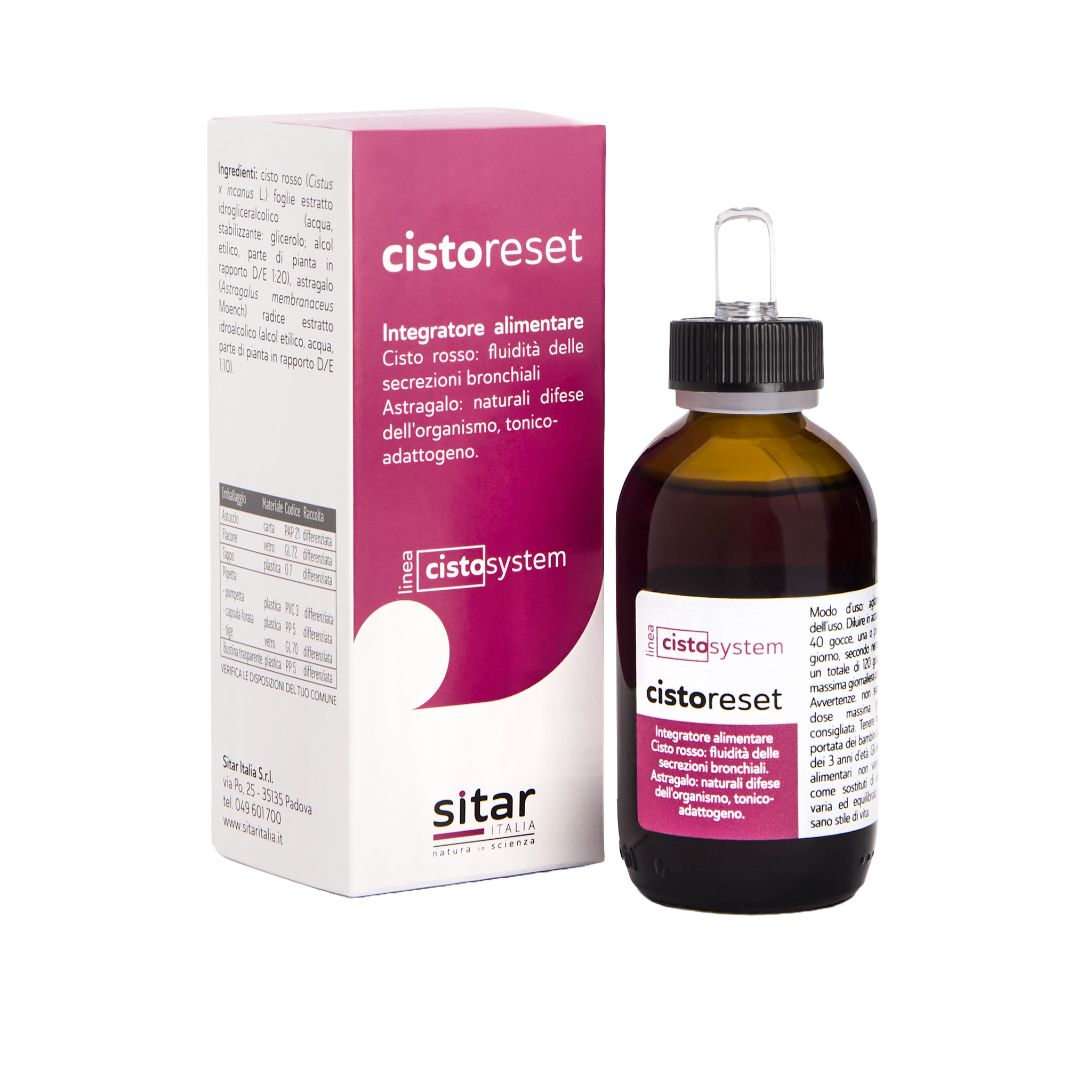 Sitar Cistosystem Cistoreset gocce cisto rosso e astragalo