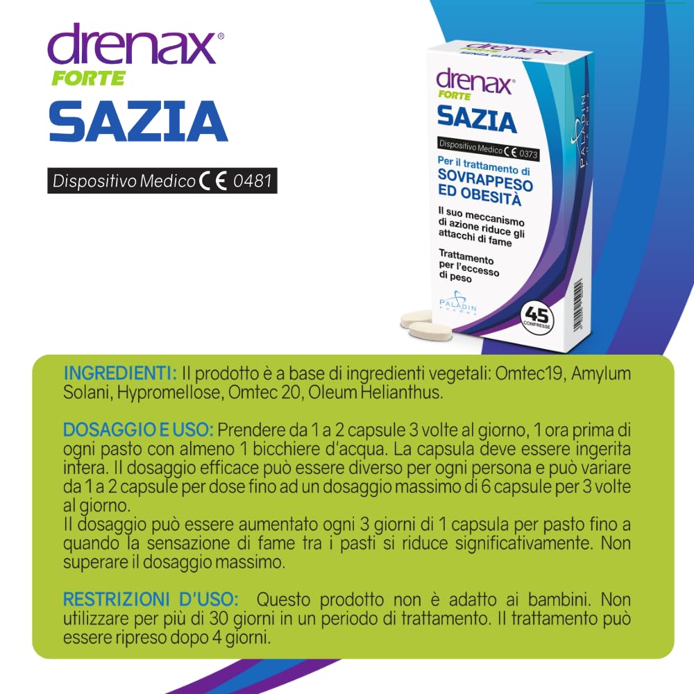 Drenax Forte Sazia dispositivo 45 capsule controllo peso