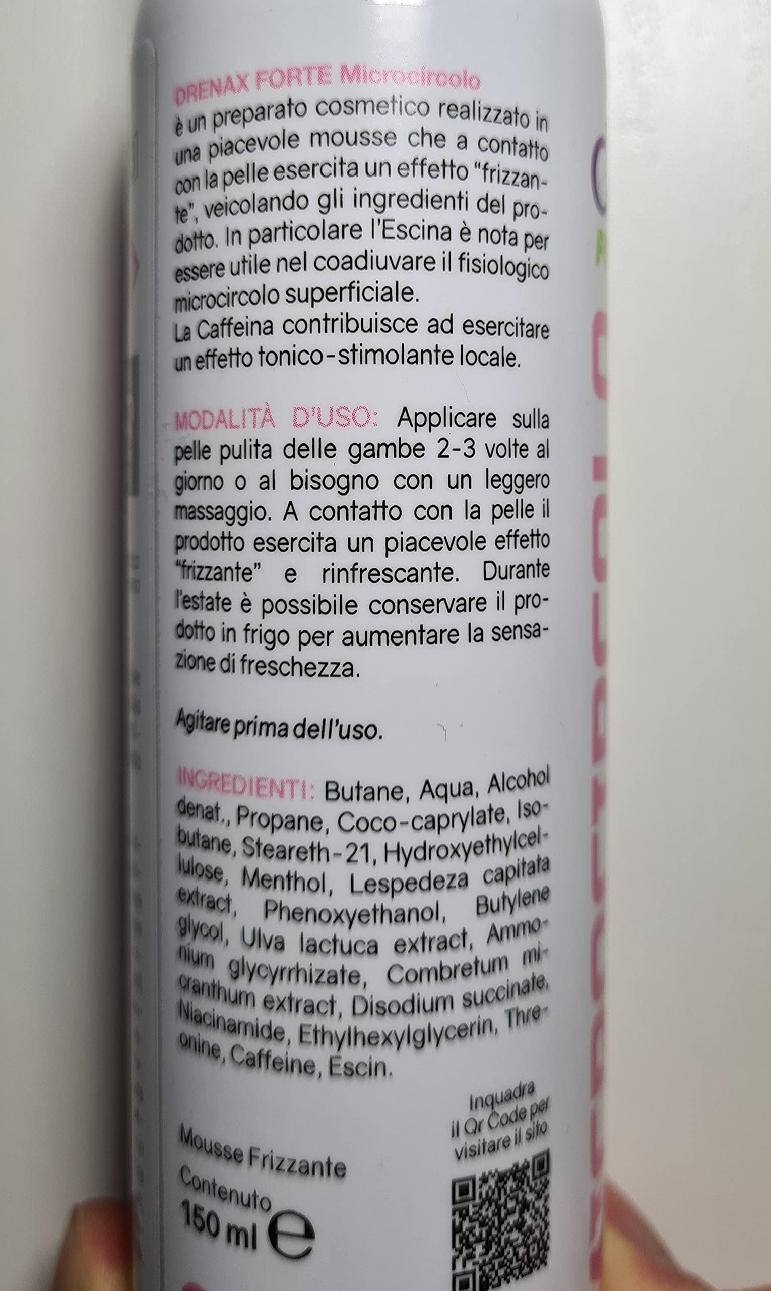 Drenax Forte Microcircolo Mousse Gambe 50 ml Effetto Freddo