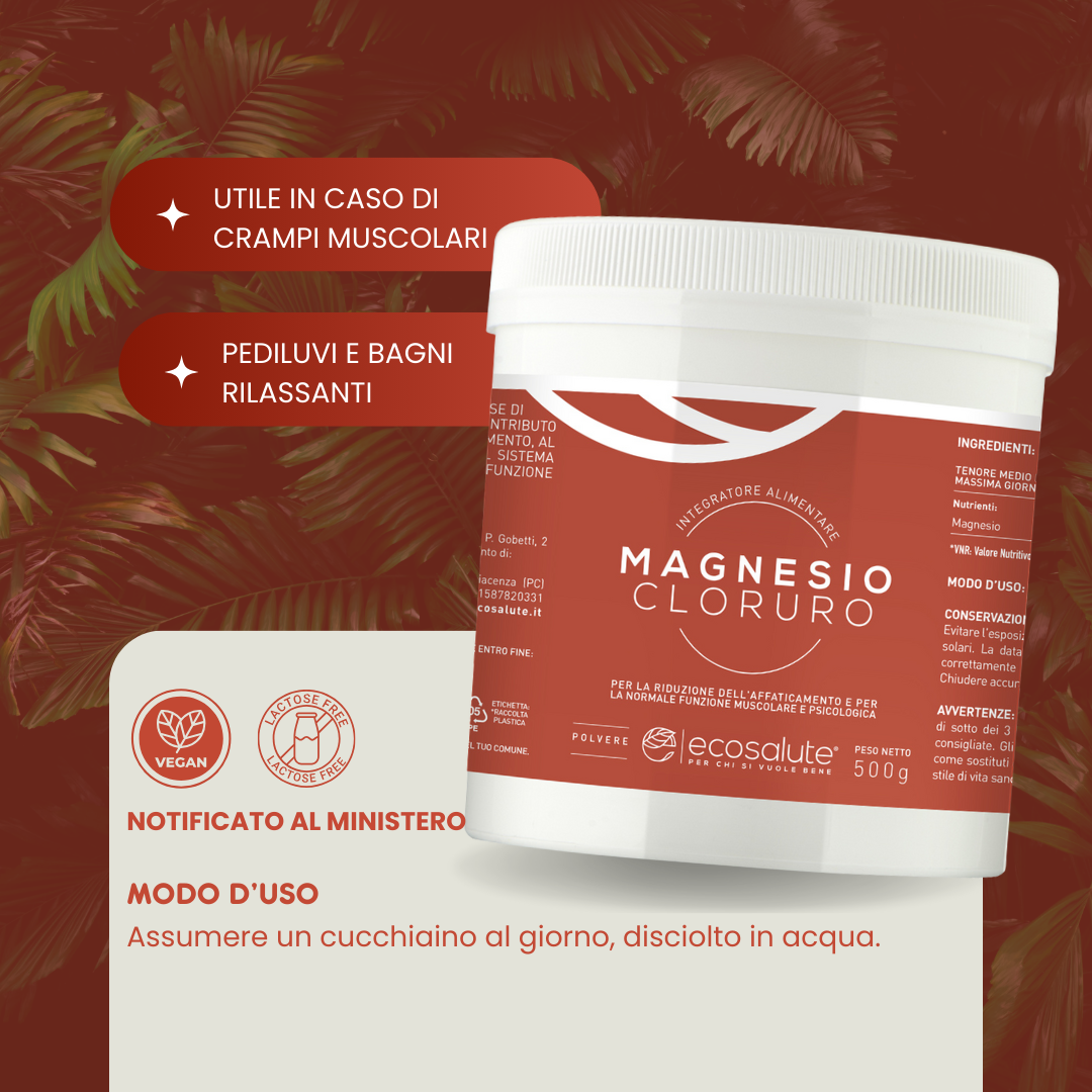 Spazio Ecosalute Magnesiomania Magnesio Cloruro polvere 500 g pura