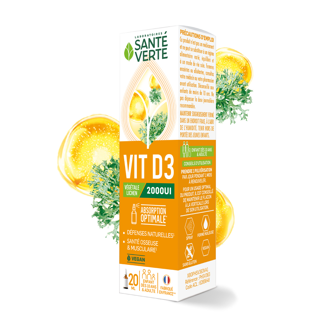 Santé Verte Vitamina D3 2000 UI vegetale spray immunità e ossa