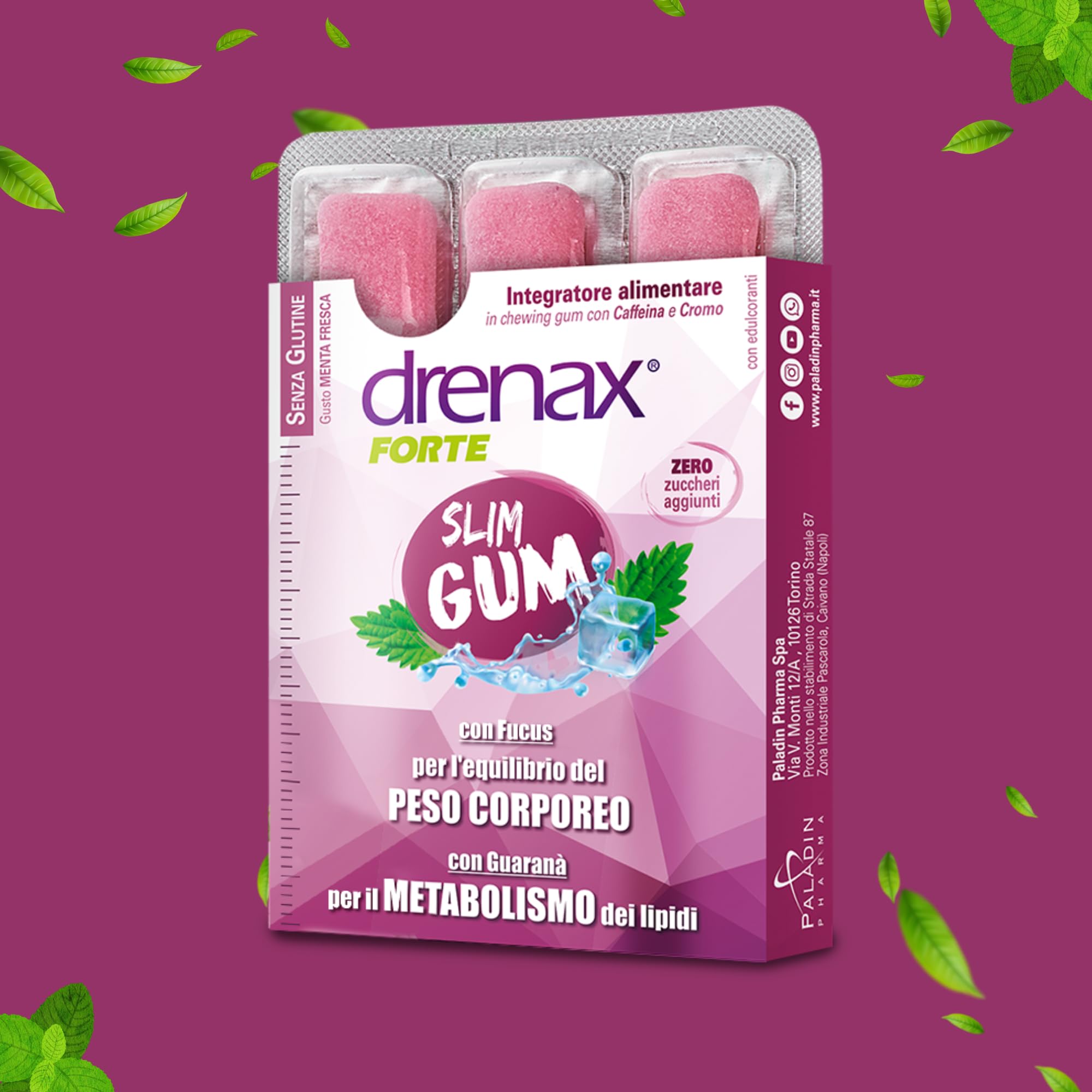 Drenax Forte Slim Gum menta 9 chewing gum metabolismo