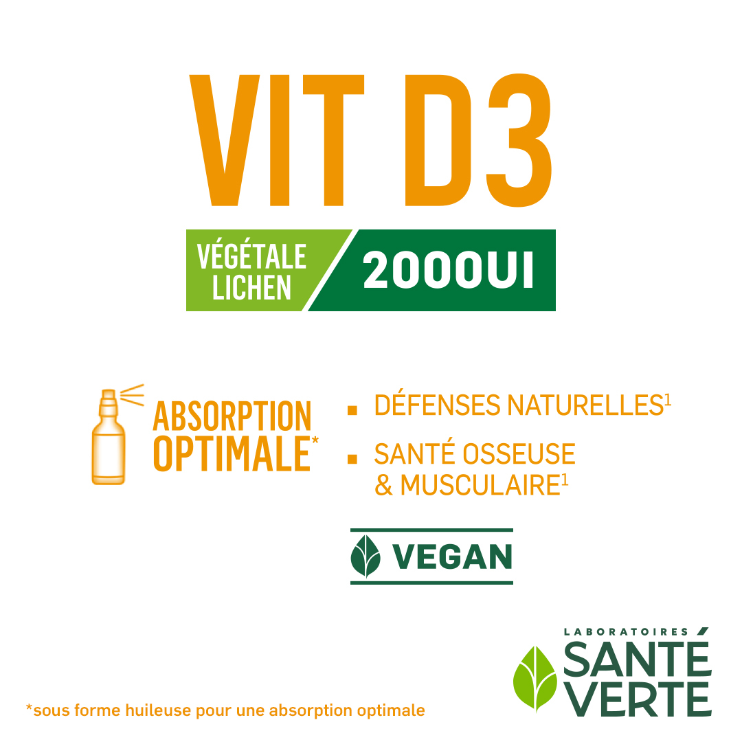 Santé Verte Vitamina D3 2000 UI vegetale spray immunità e ossa