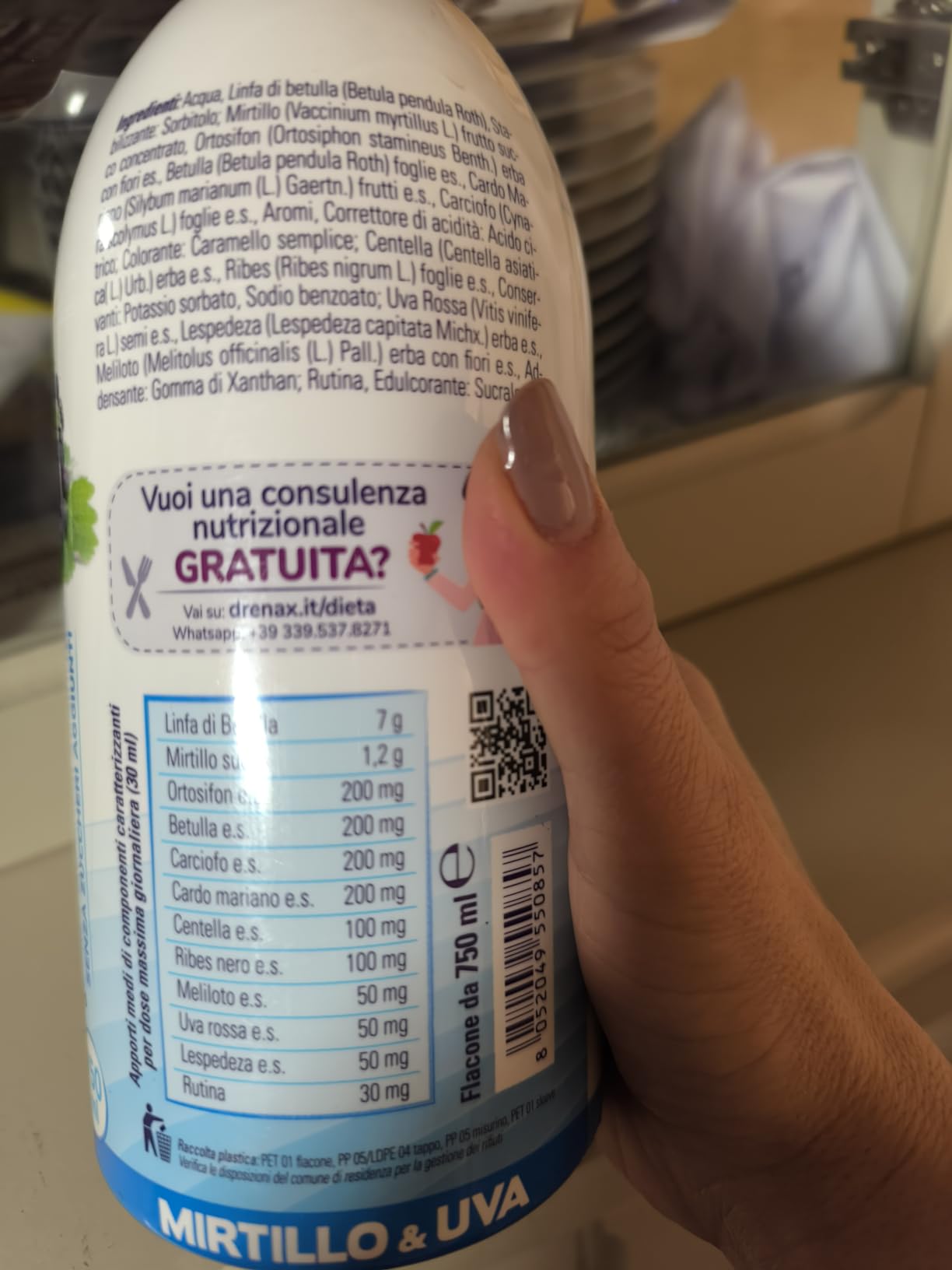 Drenax Forte Plus Mirtillo Uva drenante 750 ml betulla