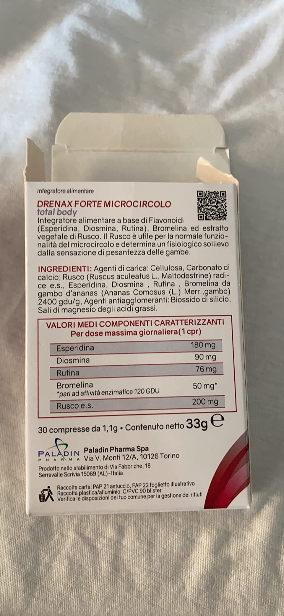 Drenax Forte Microcircolo Total Body drenante 30 compresse
