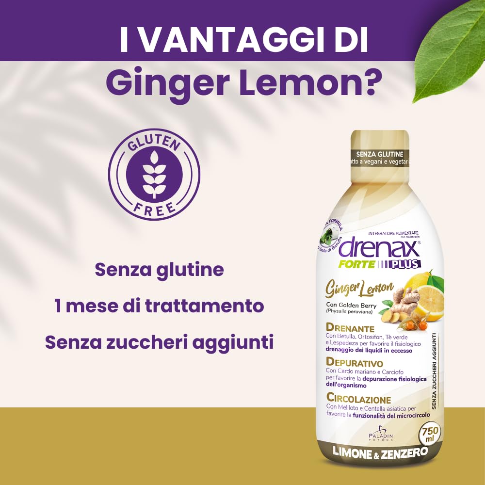 Drenax Forte Ginger&Lemon drenante 750 ml ritenzione