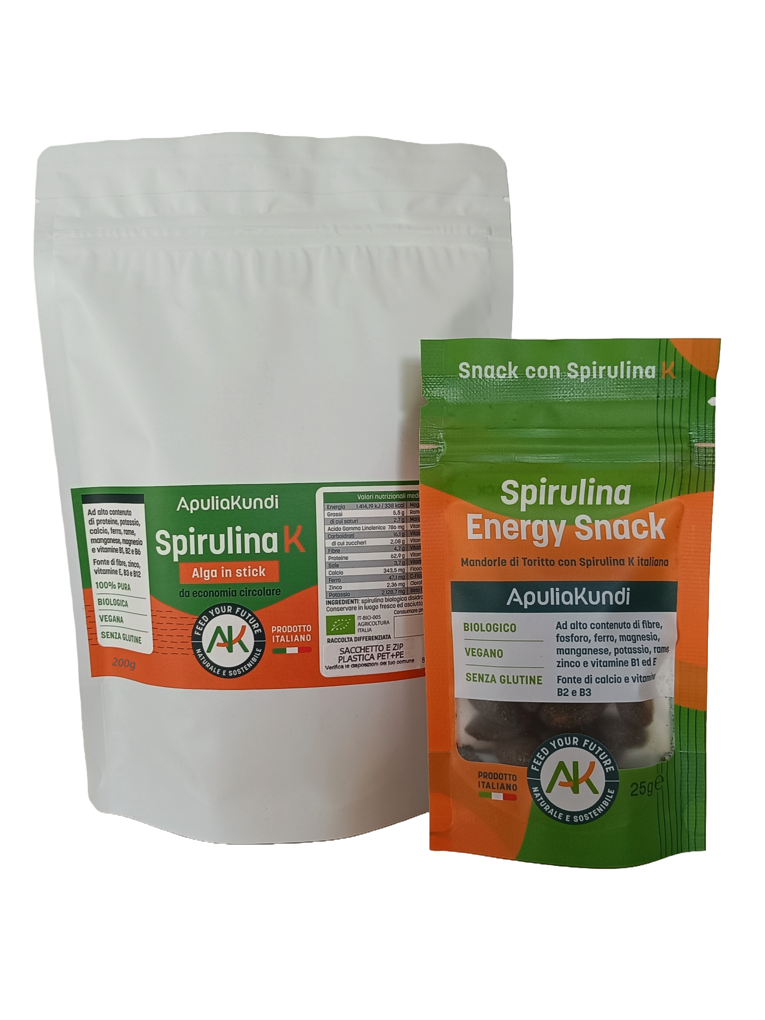 Apuliakundi Spirulina K BIO stick 200g + snack omaggio