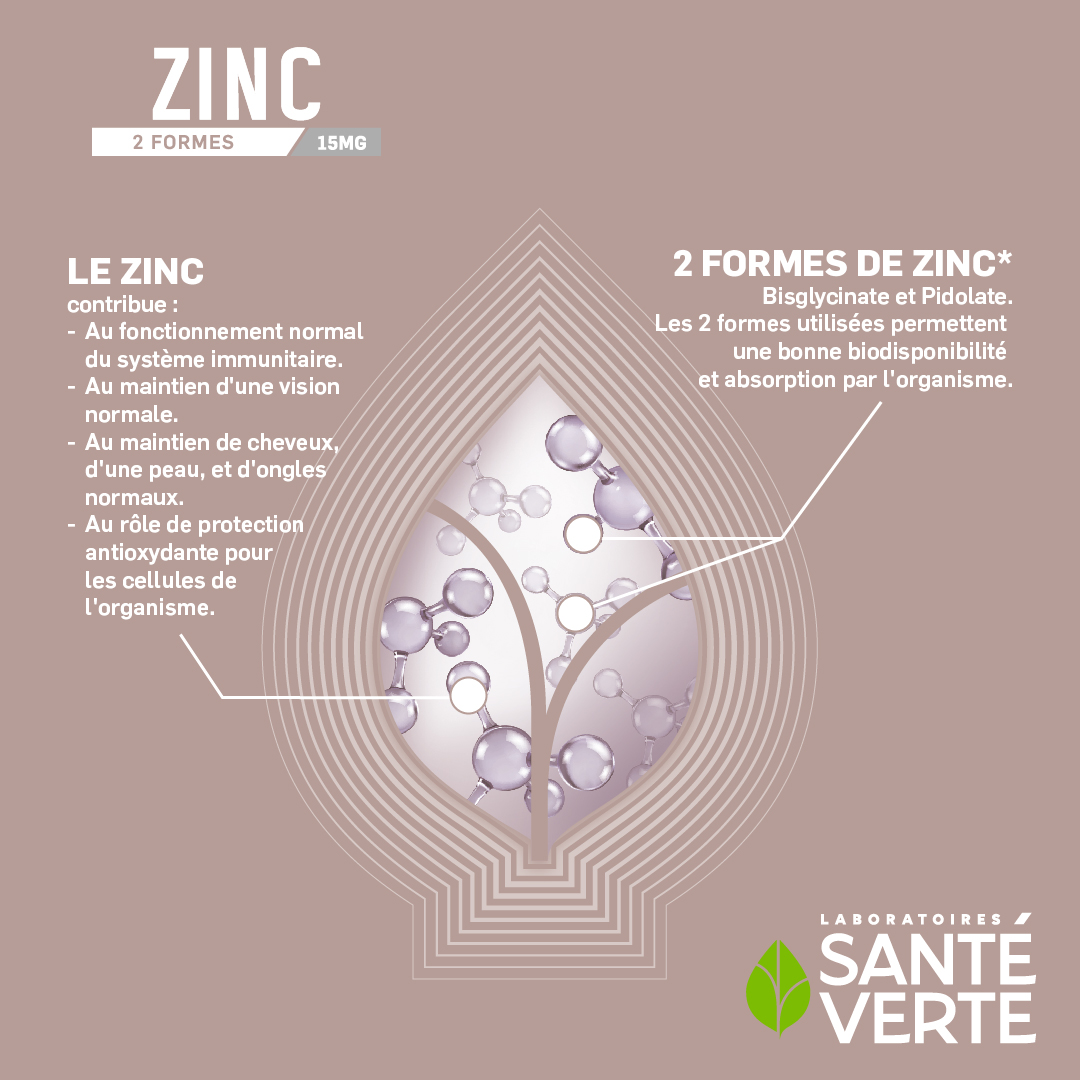 Santé Verte Ingrédients Experts Zinc integratore zinco 15 mg pelle