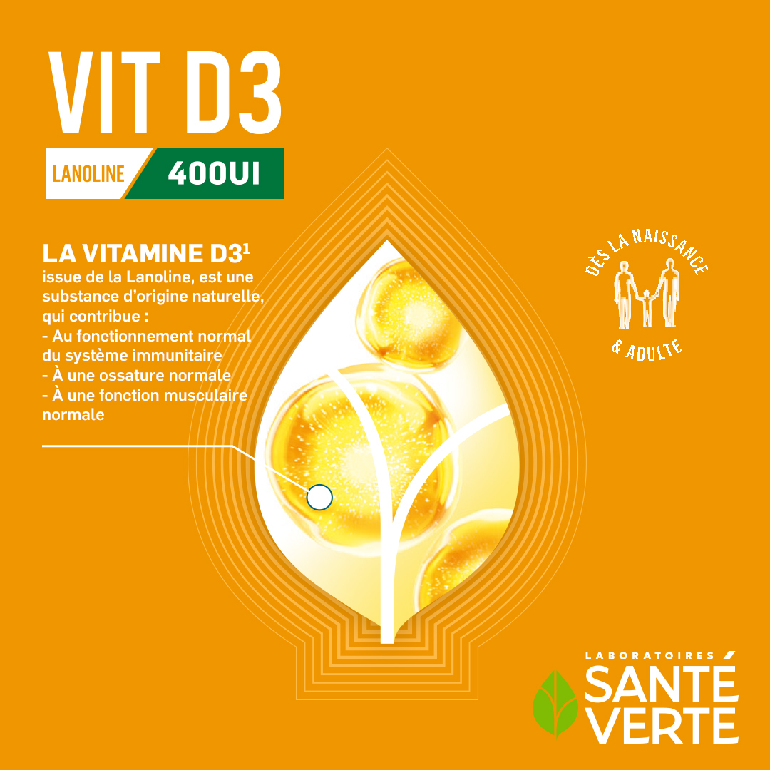 Santé Verte Ingredienti Esperti Vitamina D3 400 UI gocce famiglia ossa