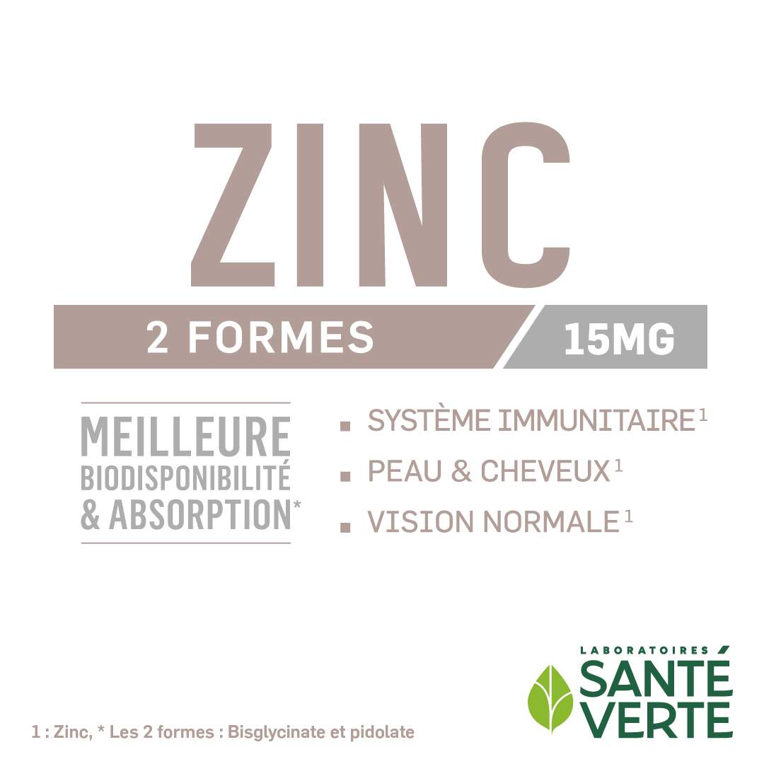 Santé Verte Ingrédients Experts Zinc integratore zinco 15 mg pelle