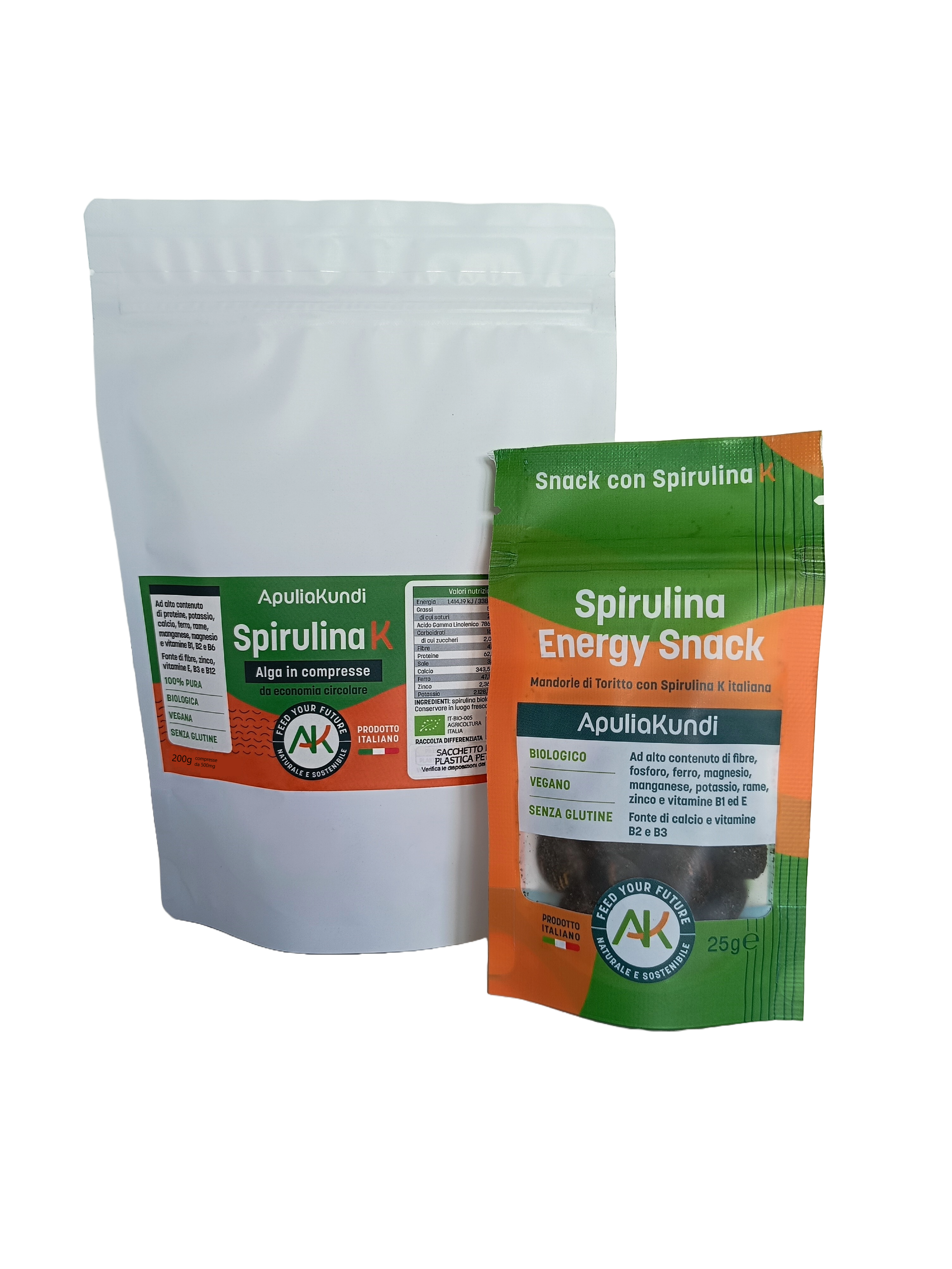 Apuliakundi Spirulina BIO K compresse 200g ricarica + snack
