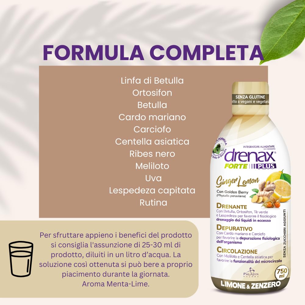 Drenax Forte Ginger&Lemon drenante 750 ml ritenzione