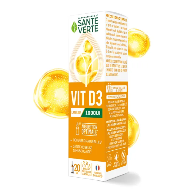 Santé Verte Ingredienti Esperti Vitamina D3 1000 UI spray ossa